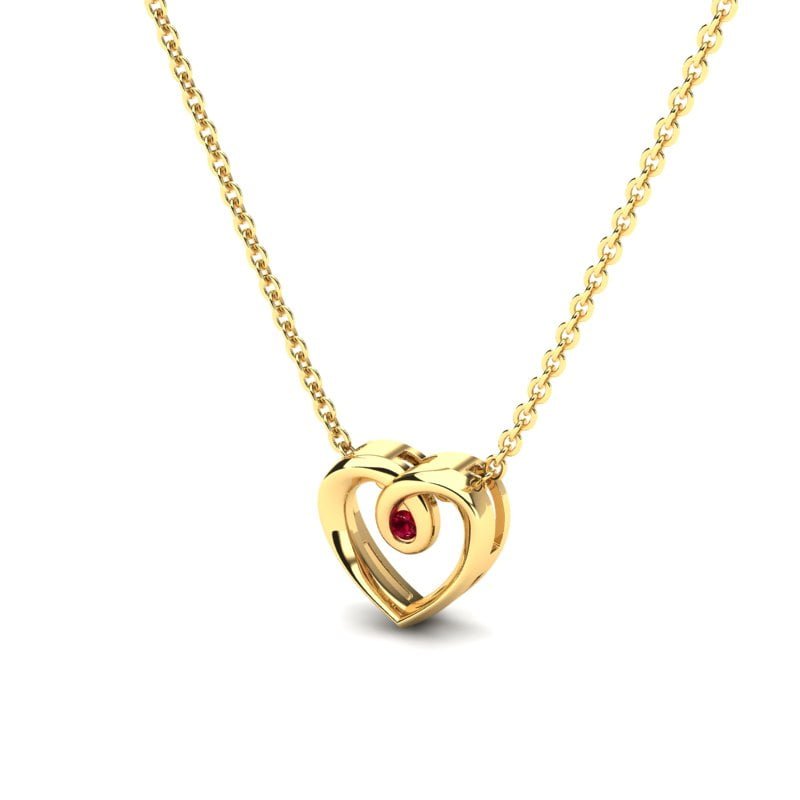 Heart zlatna ogrlica sa rubinom