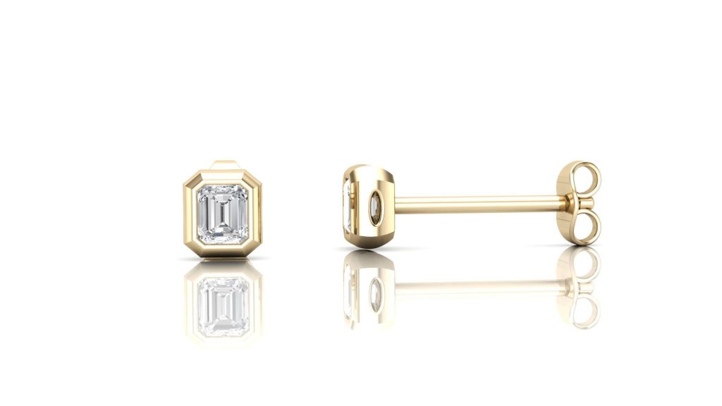 Emerald Bazel Mini Studs – zlatne minđuše od 14 kt sa laboratorijskim dijamantom