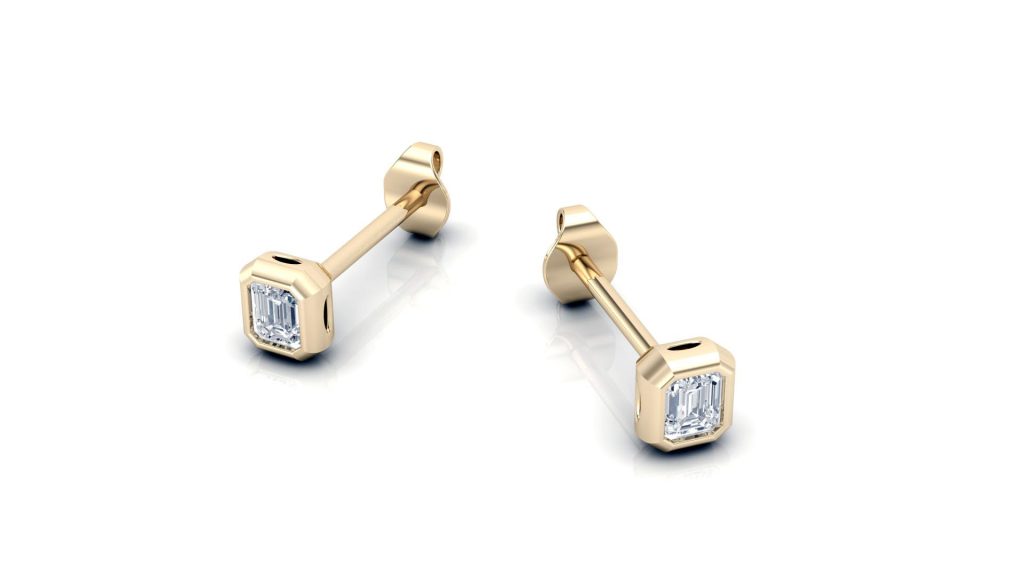 Emerald Bazel Mini Studs – zlatne minđuše od 14 kt sa laboratorijskim dijamantom