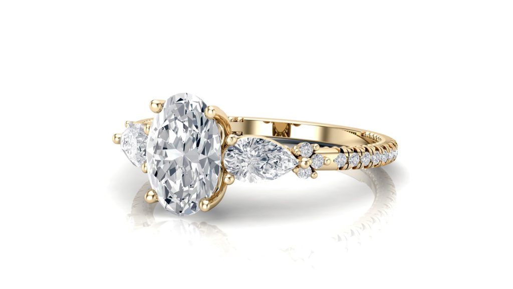 Floral Oval Cut Engagement Ring